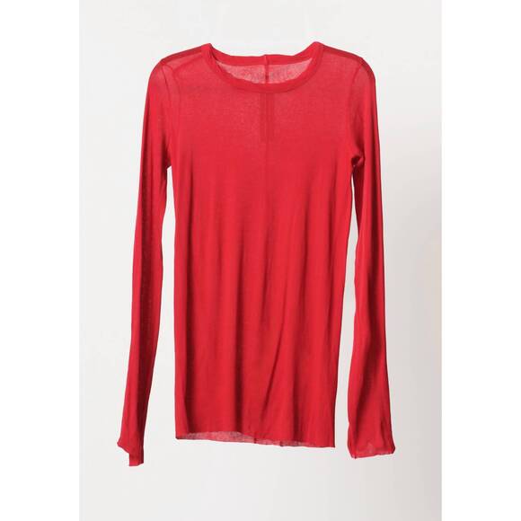 NEW RICK OWENS women's rib long sleeve tee in cardinal red